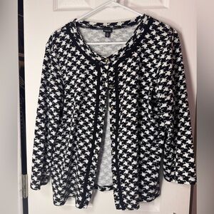 Rafaella Black and White Houndstooth Trim Cardigan size Large